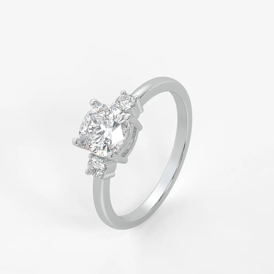 Cushira Round Halo-Style Accent Diamond Ring