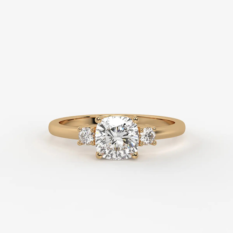 Cushira Round Halo-Style Accent Diamond Ring
