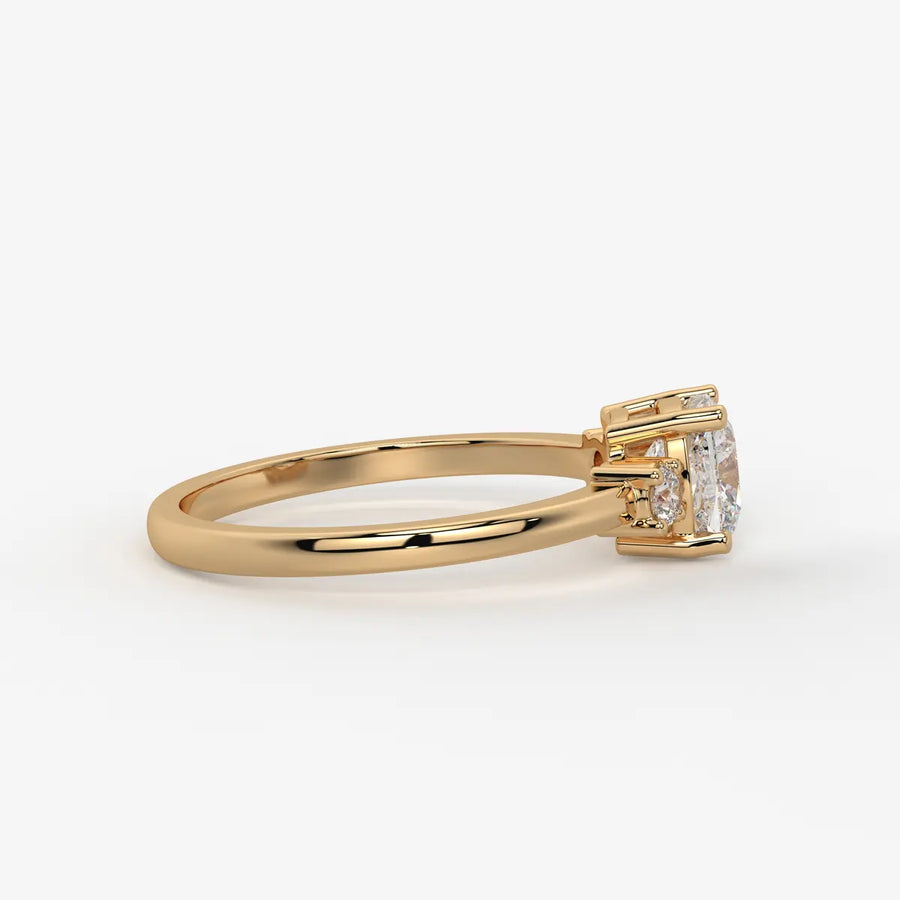 Cushira Round Halo-Style Accent Diamond Ring