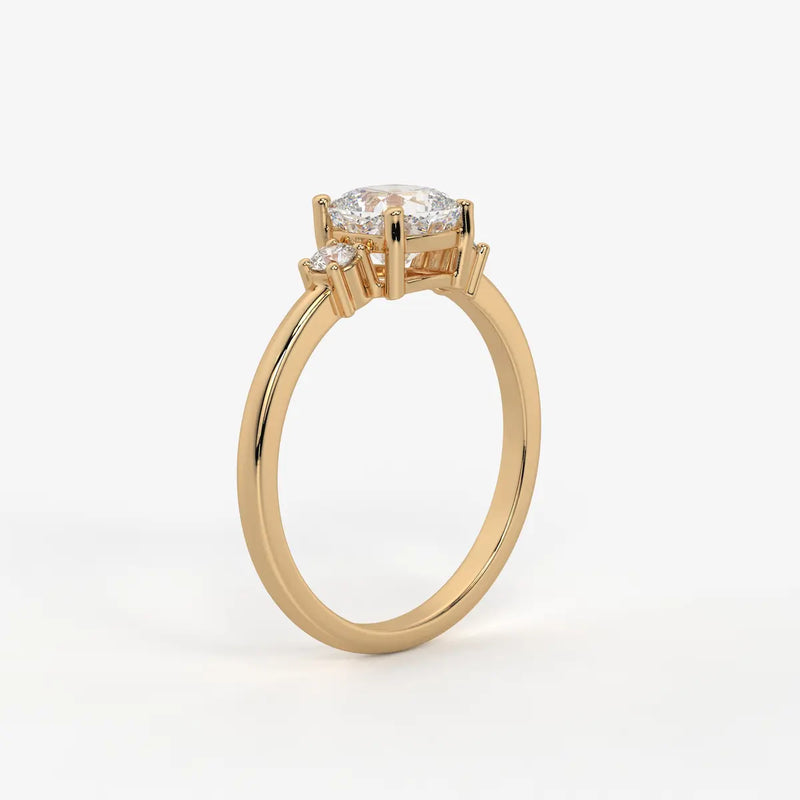 Cushira Round Halo-Style Accent Diamond Ring