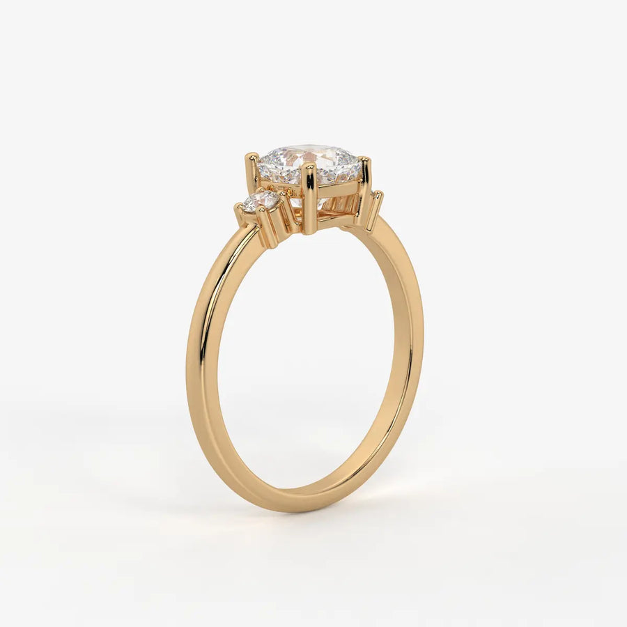 Cushira Round Halo-Style Accent Diamond Ring