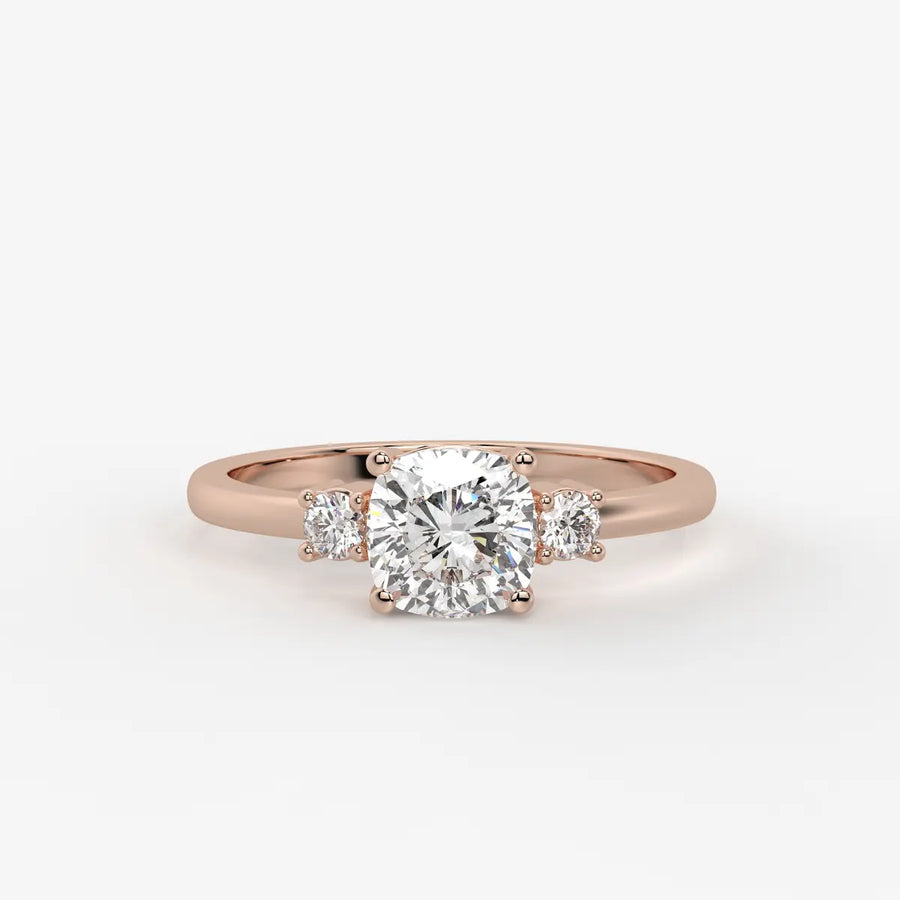 Cushira Round Halo-Style Accent Diamond Ring