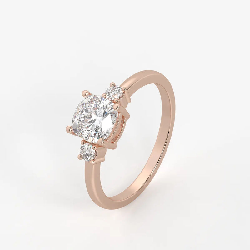 Cushira Round Halo-Style Accent Diamond Ring