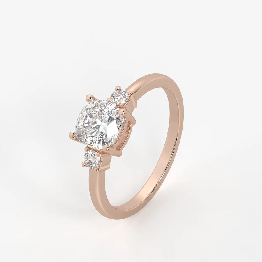 Cushira Round Halo-Style Accent Diamond Ring