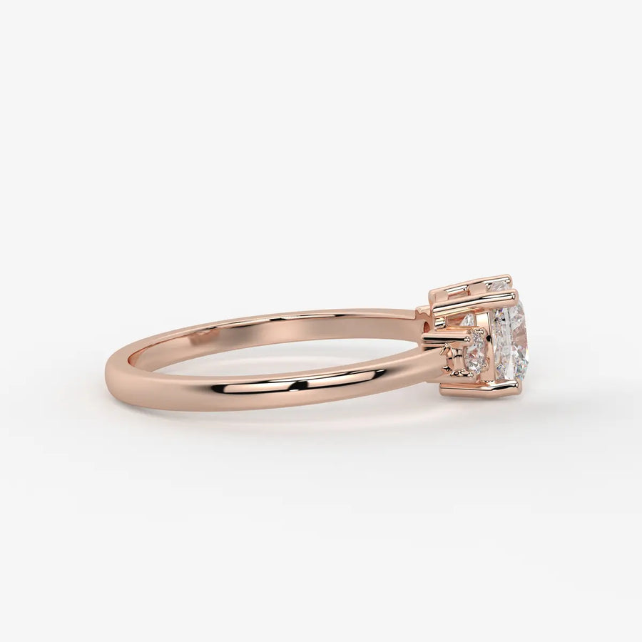Cushira Round Halo-Style Accent Diamond Ring