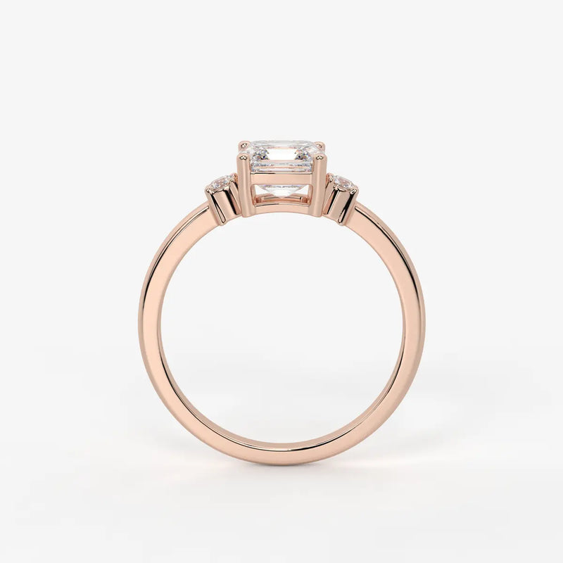 Avenza Asscher Accent Diamond Ring
