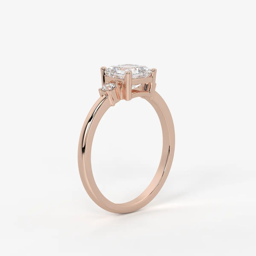 Avenza Asscher Accent Diamond Ring