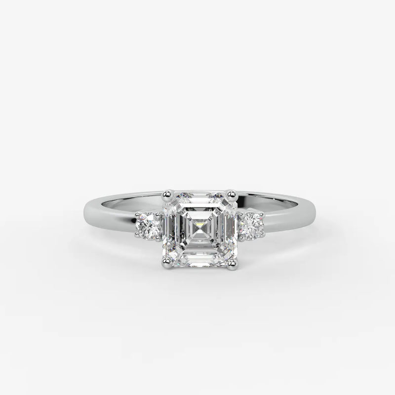 Avenza Asscher Accent Diamond Ring