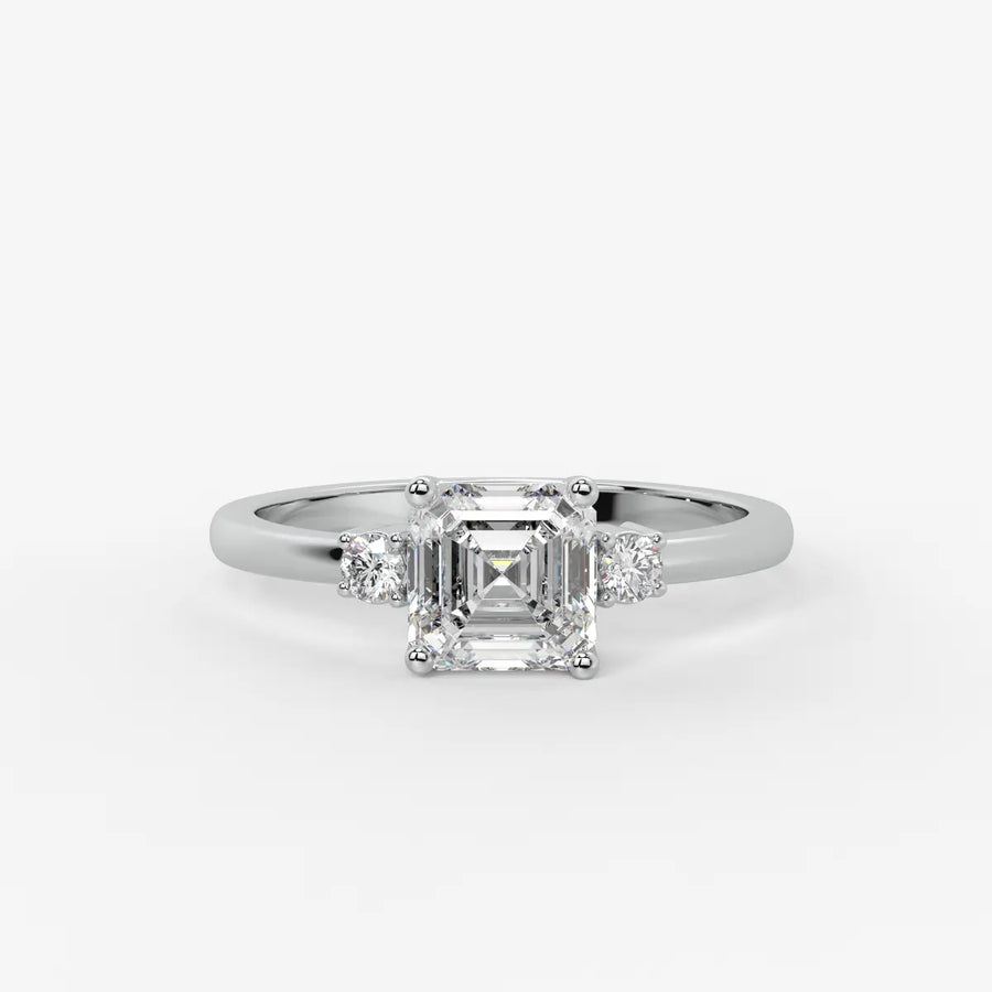 Avenza Asscher Accent Diamond Ring