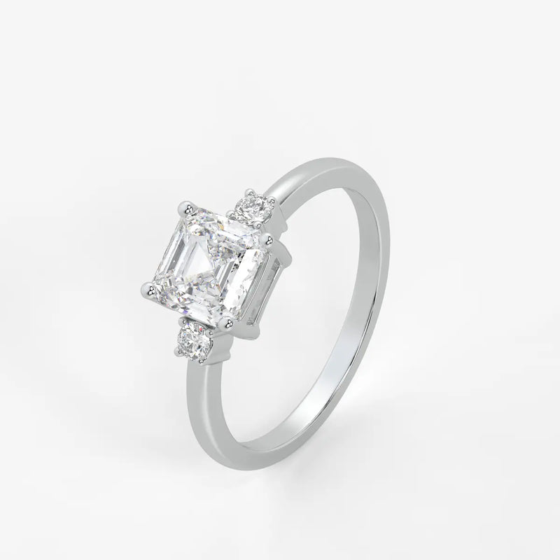 Avenza Asscher Accent Diamond Ring
