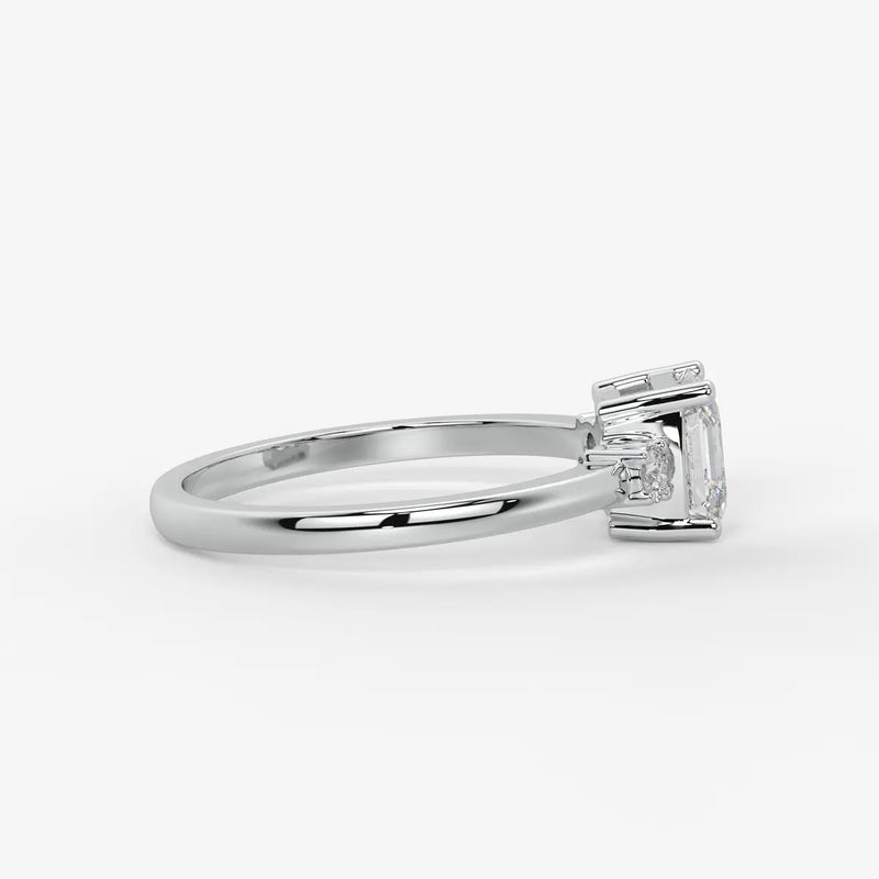 Avenza Asscher Accent Diamond Ring
