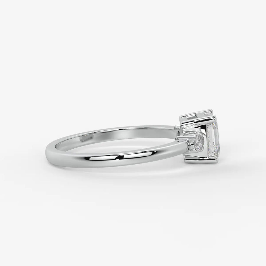 Avenza Asscher Accent Diamond Ring