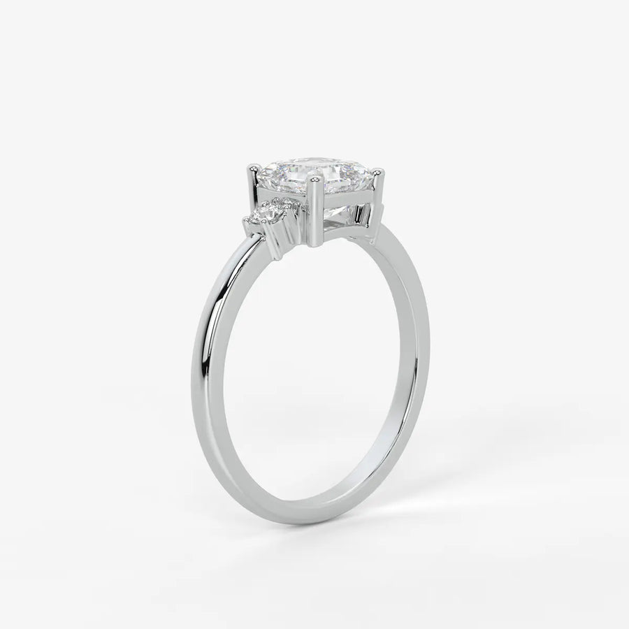 Avenza Asscher Accent Diamond Ring
