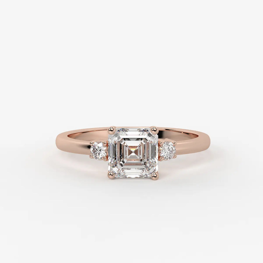Avenza Asscher Accent Diamond Ring