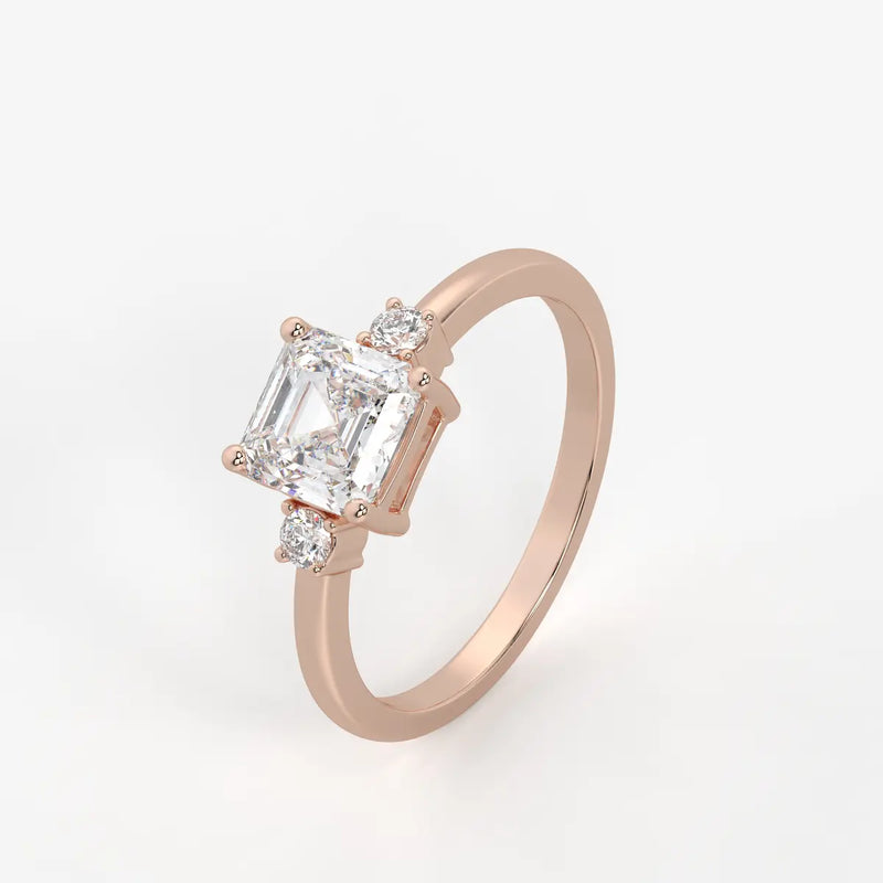 Avenza Asscher Accent Diamond Ring