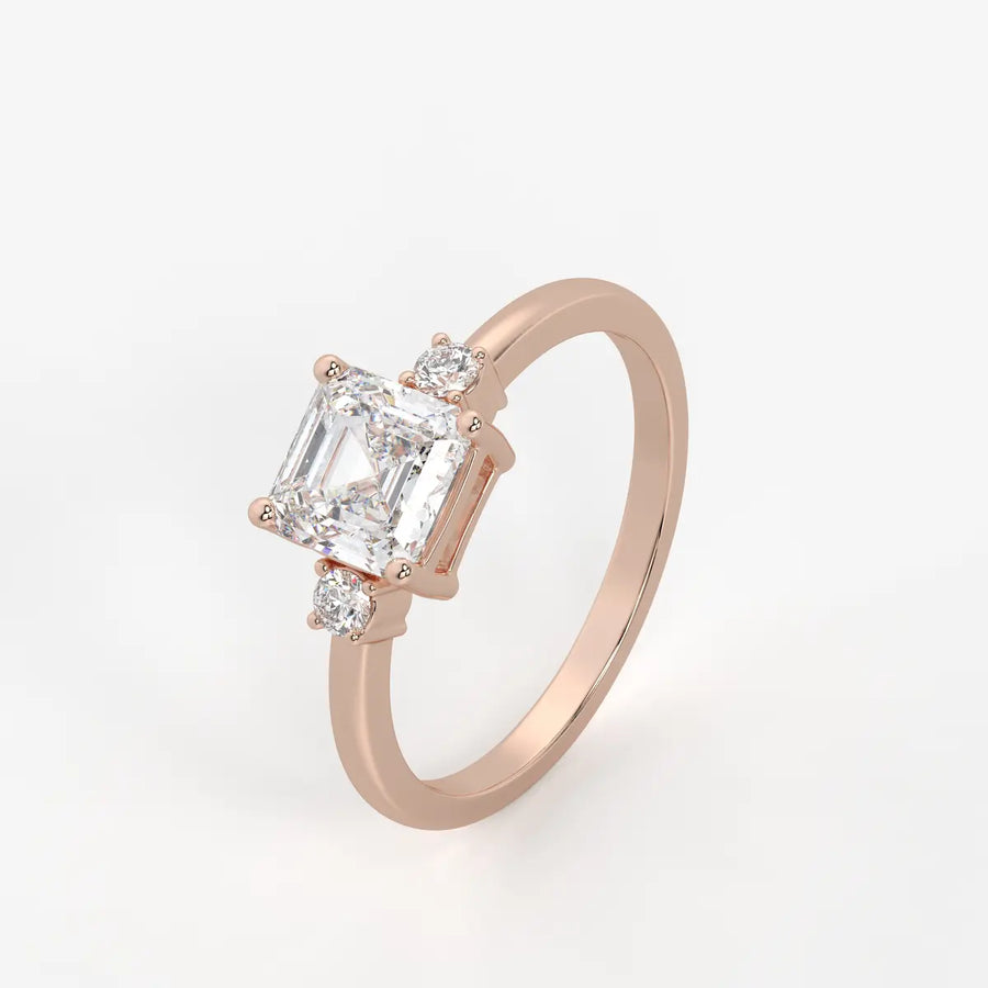 Avenza Asscher Accent Diamond Ring