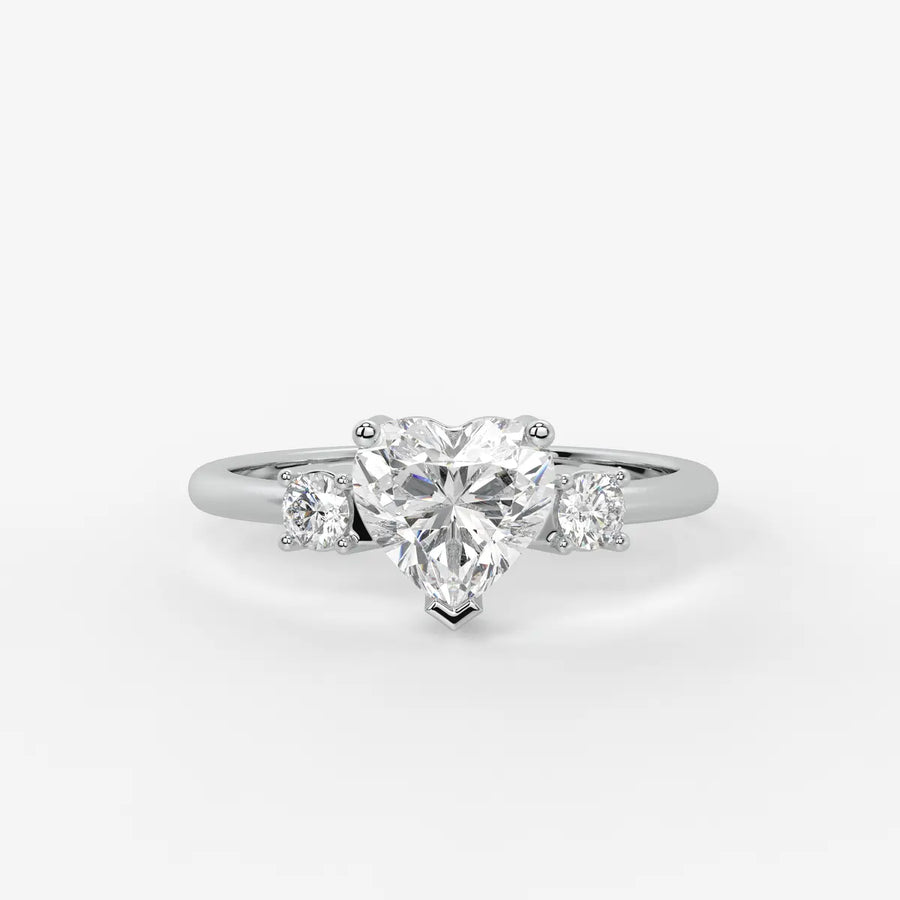 Elaria Heart Solitaire Accent Diamond Ring