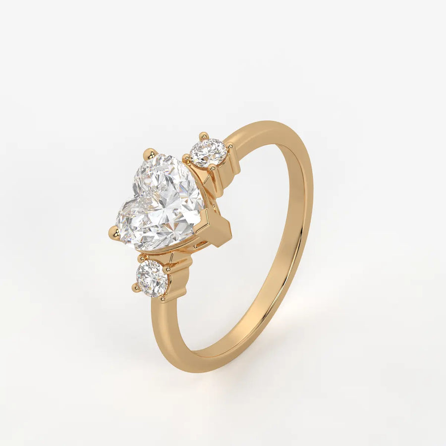 Elaria Heart Solitaire Accent Diamond Ring