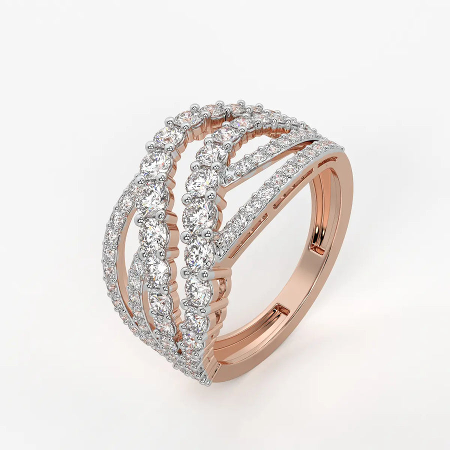 Triple Row Curve Statement Ladies Ring