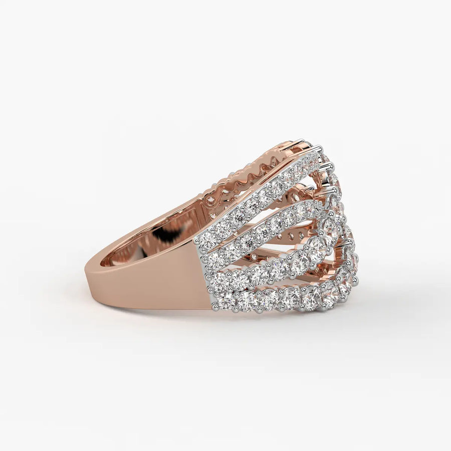 Triple Row Curve Statement Ladies Ring