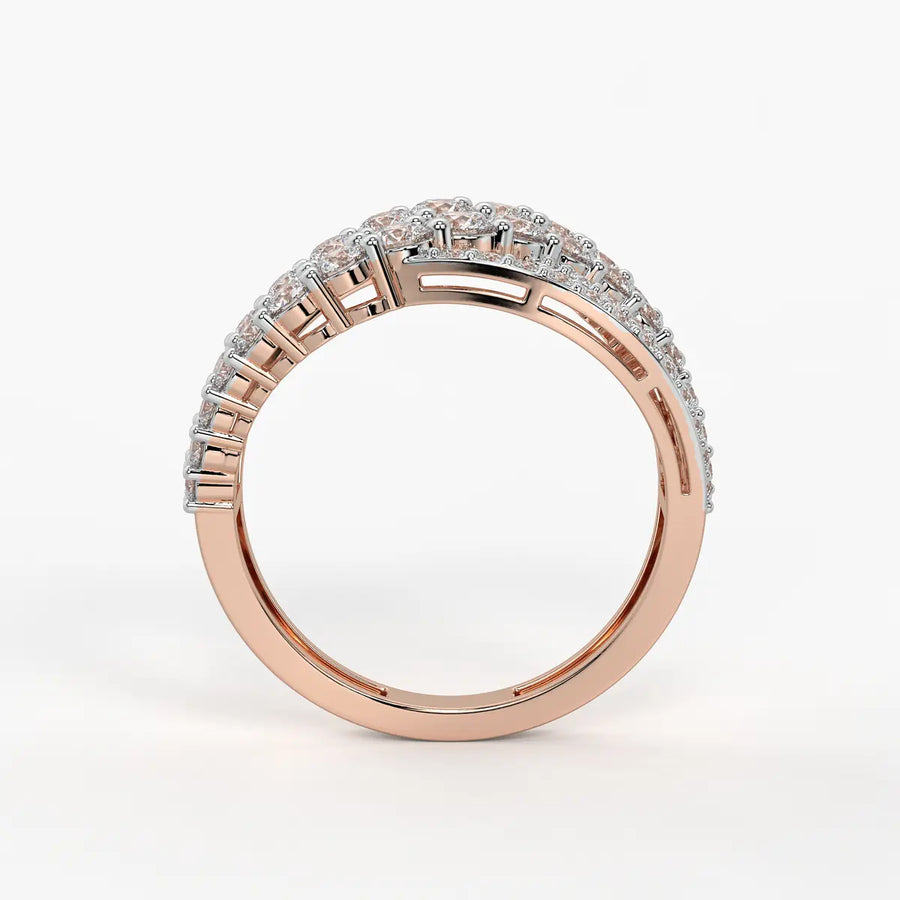 Triple Row Curve Statement Ladies Ring
