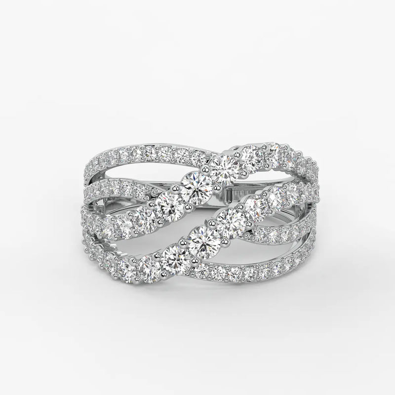 Triple Row Curve Statement Ladies Ring