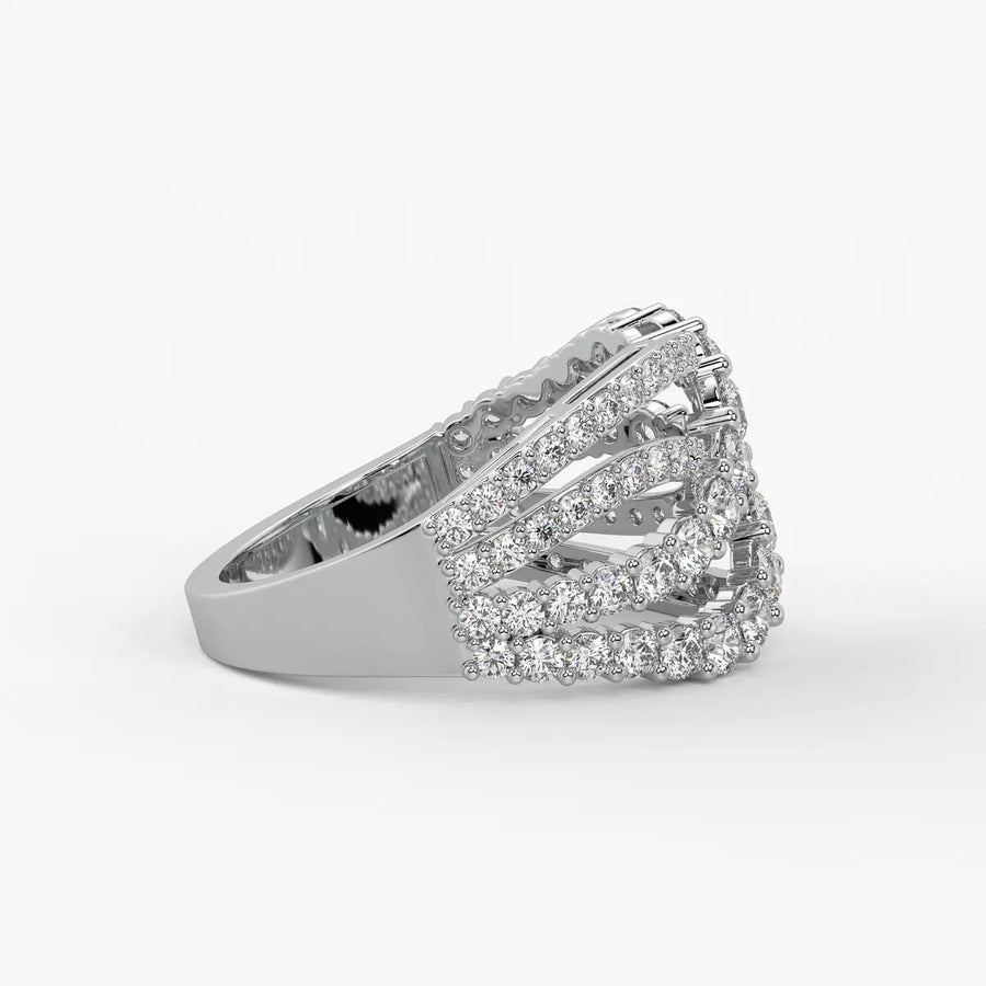Triple Row Curve Statement Ladies Ring