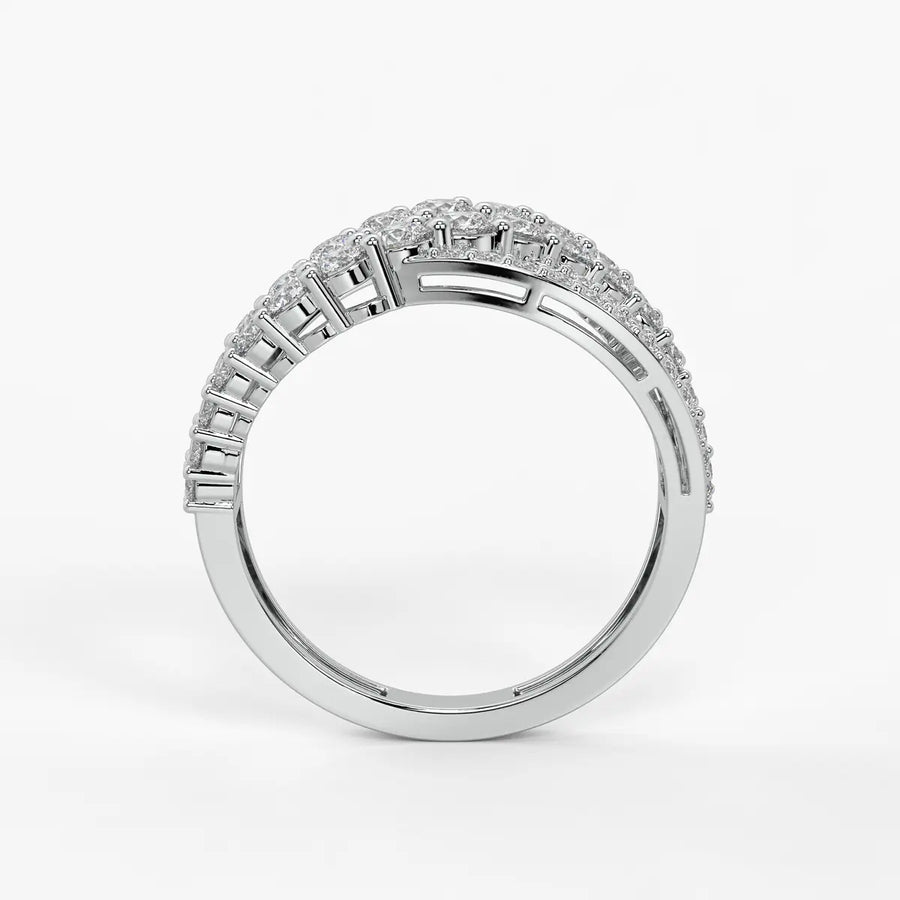 Triple Row Curve Statement Ladies Ring