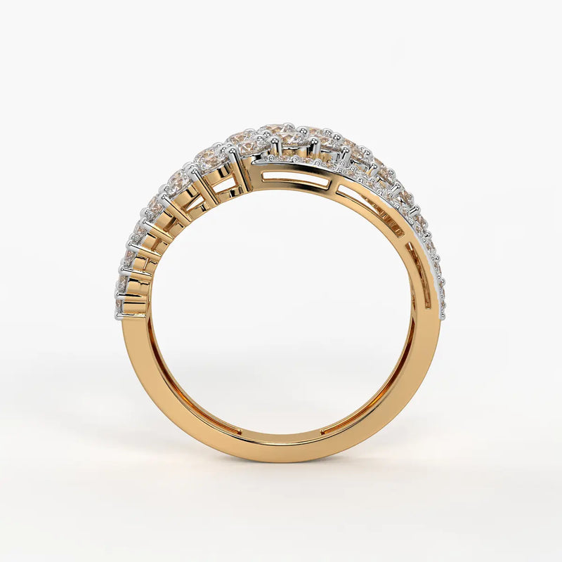 Triple Row Curve Statement Ladies Ring
