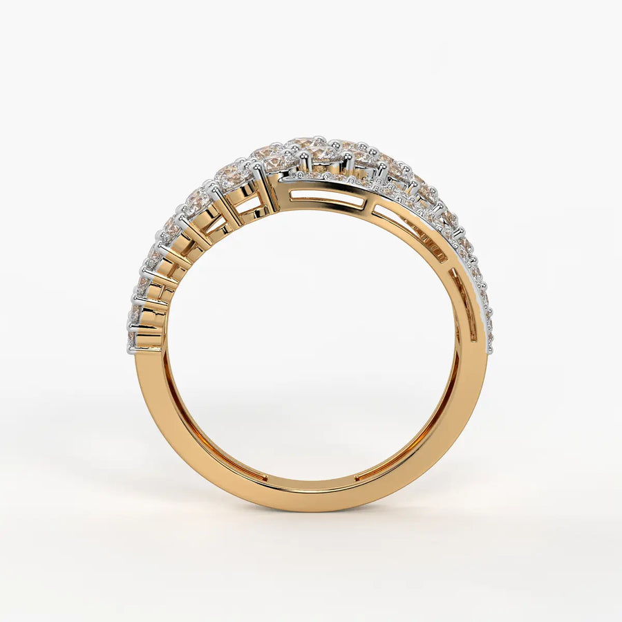 Triple Row Curve Statement Ladies Ring