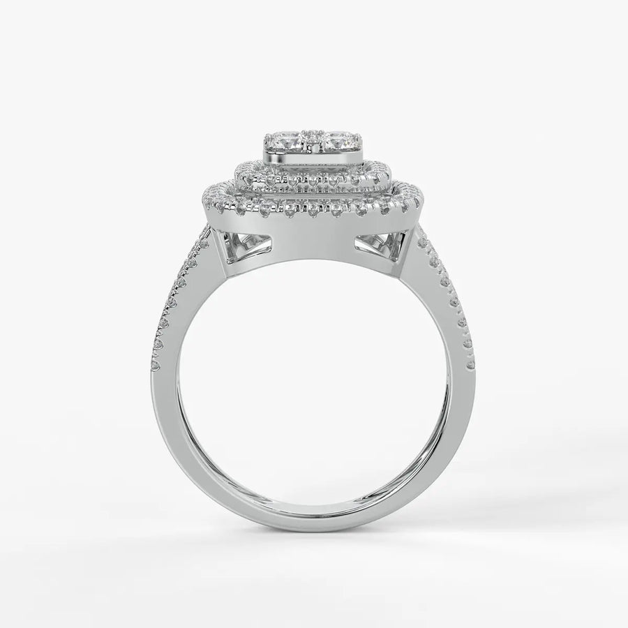 Cushion Halo Split Band Ladies Ring
