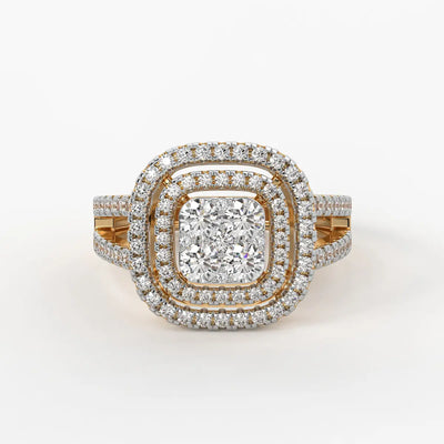 Cushion Halo Split Band Ladies Ring