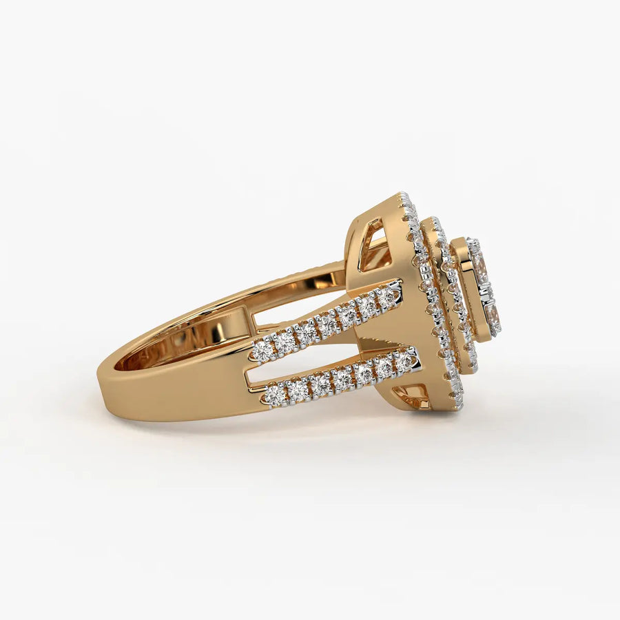 Cushion Halo Split Band Ladies Ring