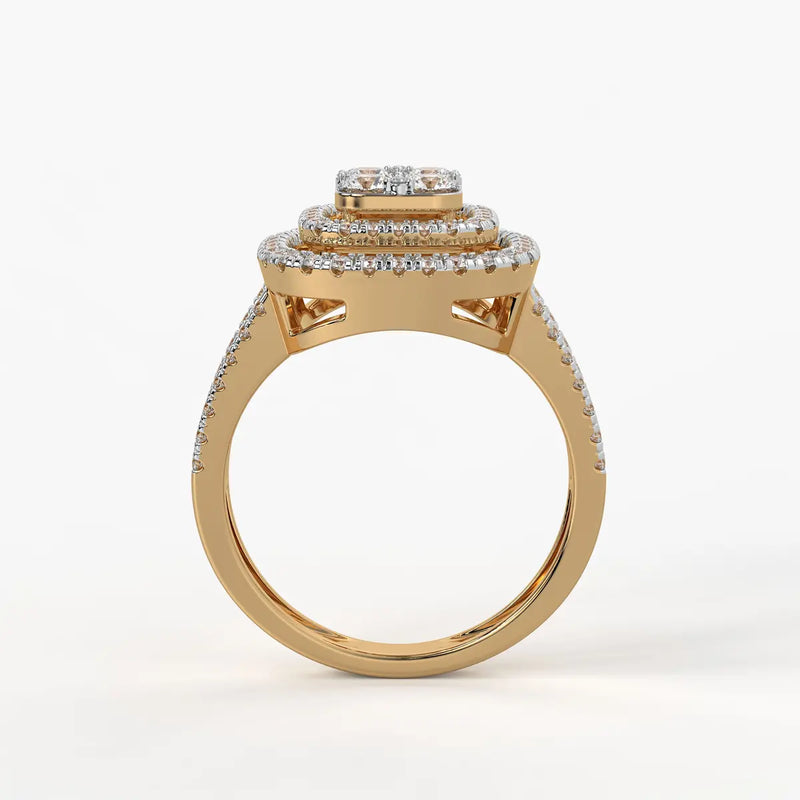 Cushion Halo Split Band Ladies Ring