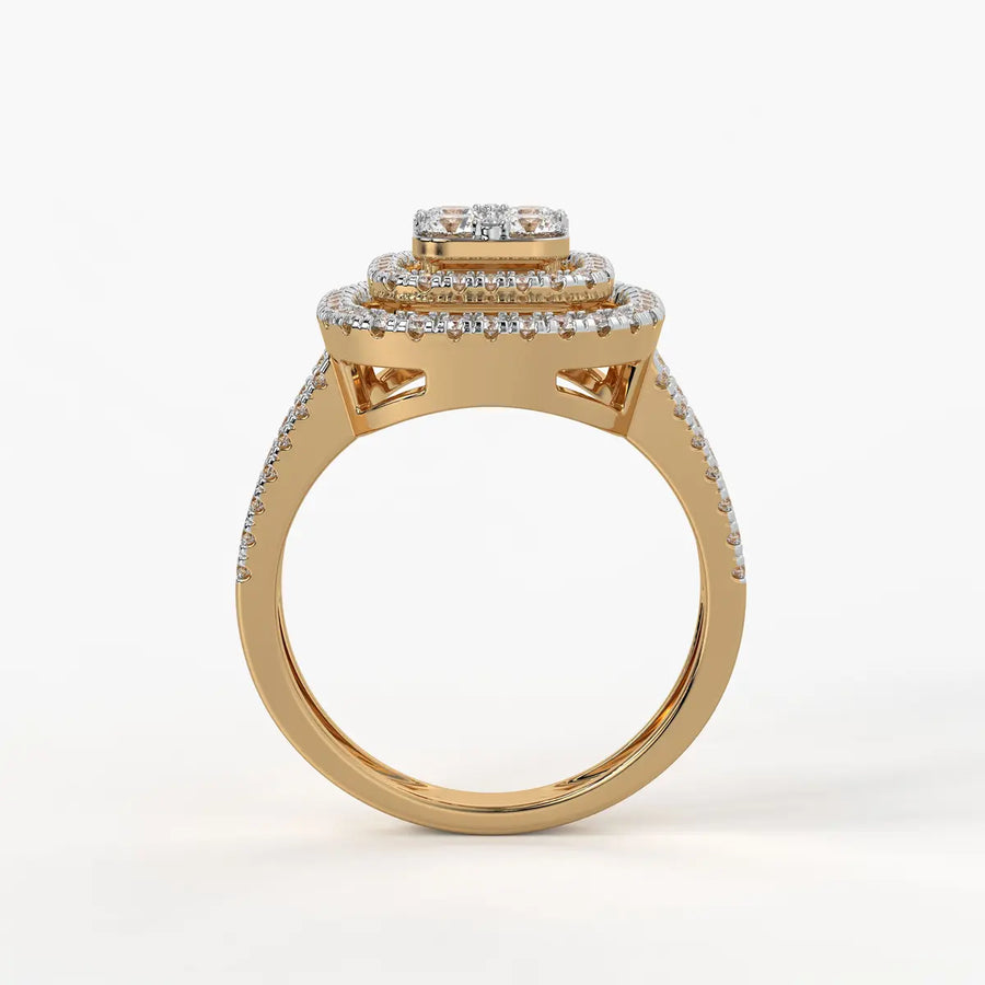 Cushion Halo Split Band Ladies Ring