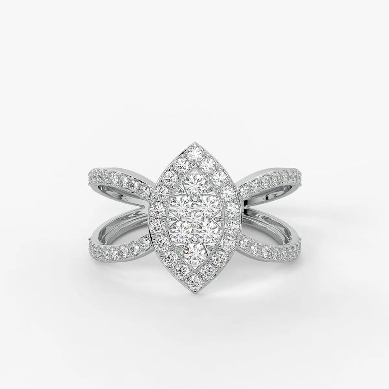 Aura Marquise Cluster Split Shank Diamond Ring