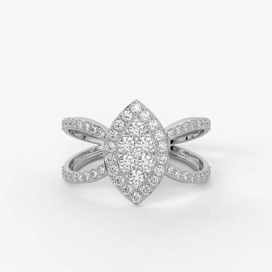 Aura Marquise Cluster Split Shank Diamond Ring