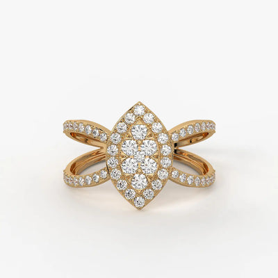Aura Marquise Cluster Split Shank Diamond Ring