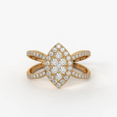 Aura Marquise Cluster Split Shank Diamond Ring