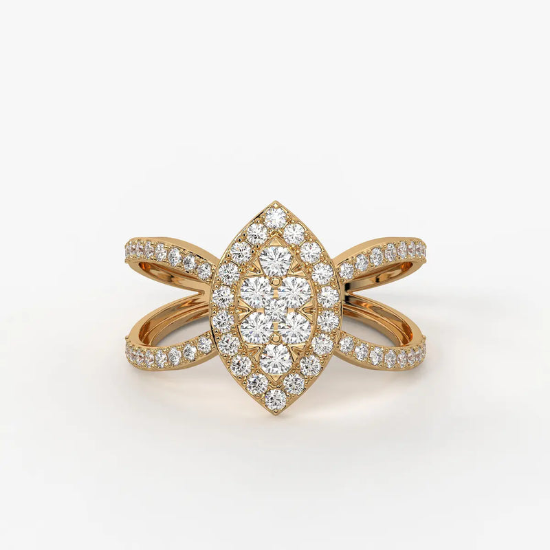 Aura Marquise Cluster Split Shank Diamond Ring