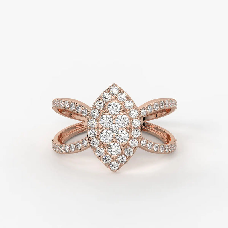 Aura Marquise Cluster Split Shank Diamond Ring
