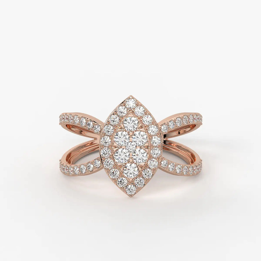 Aura Marquise Cluster Split Shank Diamond Ring