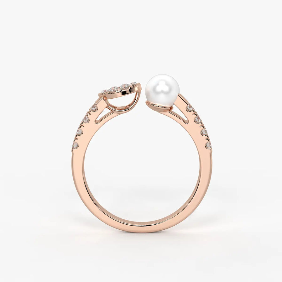 Luna Petal Pearl Open Wrap Ring