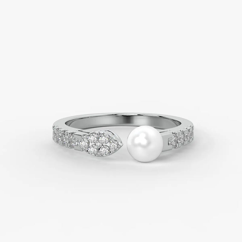 Luna Petal Pearl Open Wrap Ring