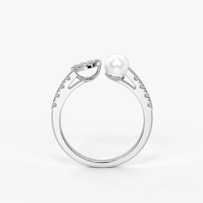 Luna Petal Pearl Open Wrap Ring