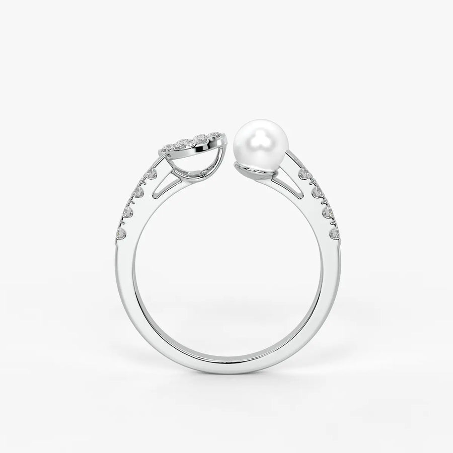 Luna Petal Pearl Open Wrap Ring