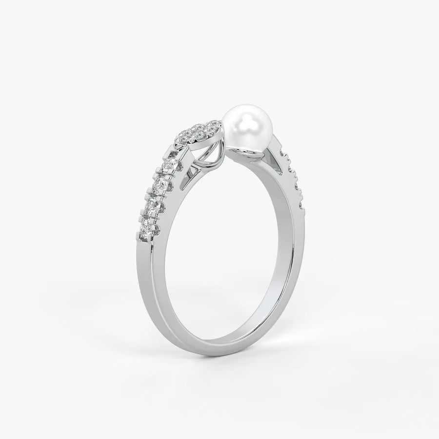 Luna Petal Pearl Open Wrap Ring