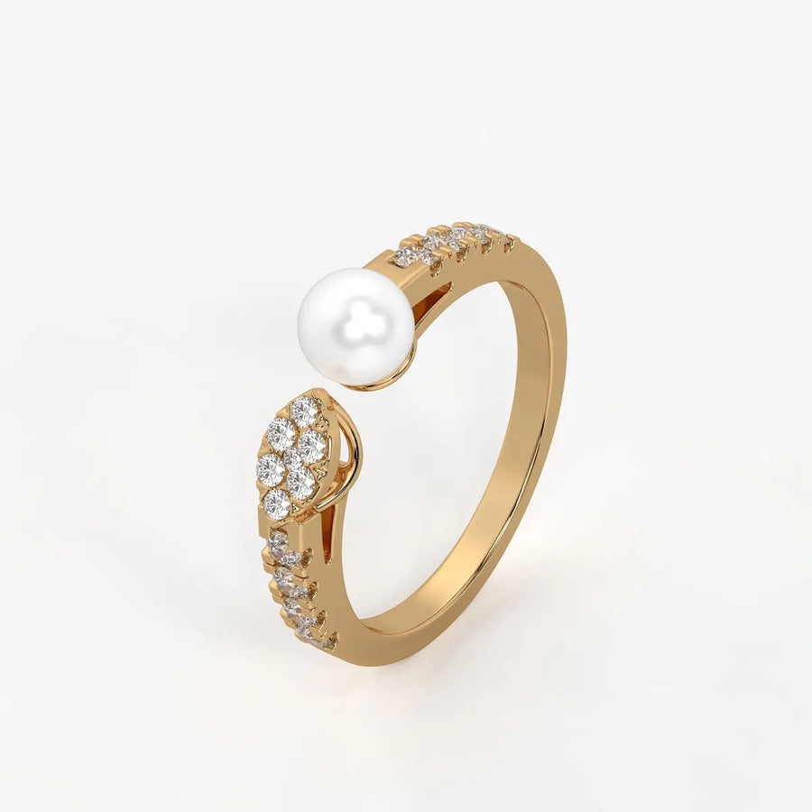 Luna Petal Pearl Open Wrap Ring
