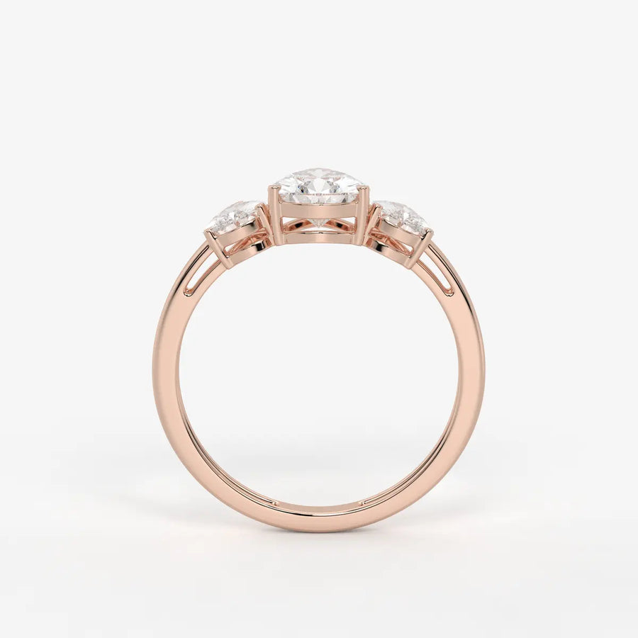 Divine Pear Cut Three-Stone Diamond Ring