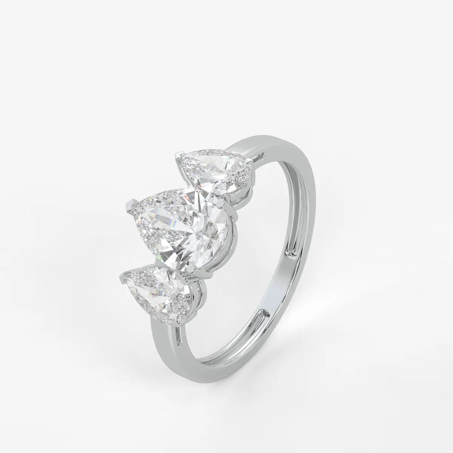 Divine Pear Cut Three-Stone Diamond Ring